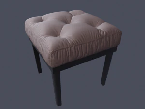 tufted ottoman stool low poly pbr 3D Model