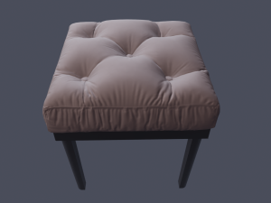 tufted ottoman stool low poly pbr 3D Model