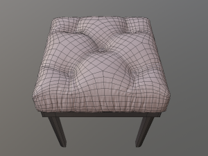 tufted ottoman stool low poly pbr 3D Model