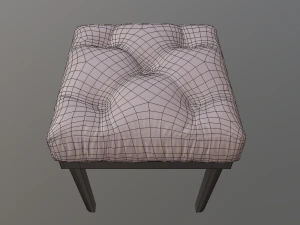 tufted ottoman stool low poly pbr 3D Model