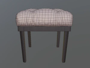tufted ottoman stool low poly pbr 3D Model