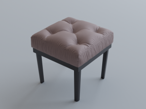 tufted ottoman stool low poly pbr 3D Model