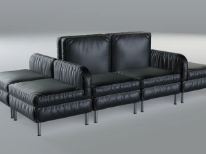 modular office seating pack lowpoly pbr 3D Model