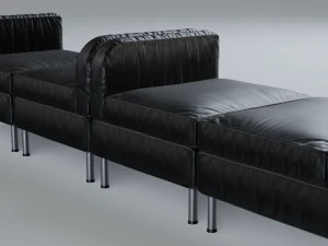 modular office seating pack lowpoly pbr 3D Model