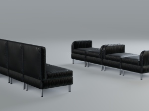 modular office seating pack lowpoly pbr Model 3D