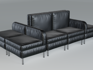 modular office seating pack lowpoly pbr Model 3D