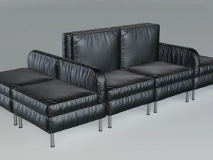 modular office seating pack lowpoly pbr 3D Model