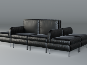 modular office seating pack lowpoly pbr Model 3D