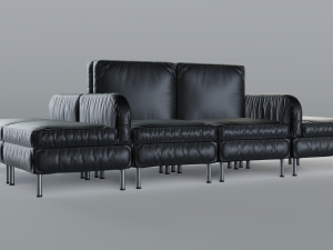 modular office seating pack lowpoly pbr Model 3D