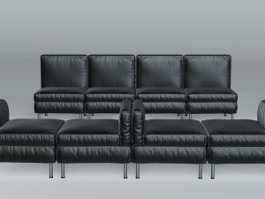 modular office seating pack lowpoly pbr Model 3D