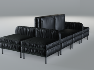 modular office seating pack lowpoly pbr Model 3D
