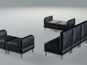 modular office seating pack lowpoly pbr Model 3D