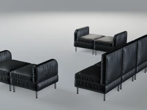 modular office seating pack lowpoly pbr 3D Model