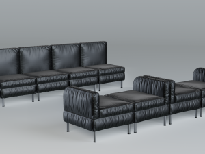 modular office seating pack lowpoly pbr Model 3D