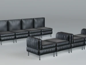 modular office seating pack lowpoly pbr 3D Model