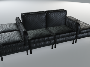 modular office seating pack lowpoly pbr Model 3D