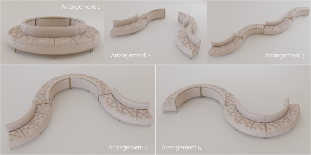 luxury circular seating modules pack lowpoly pbr 3D Model .c4d .max .obj .3ds .fbx .stl .blend 