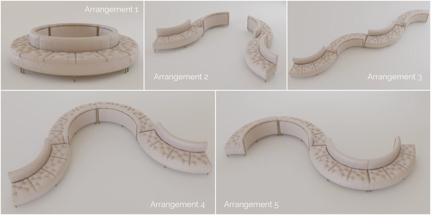 luxury circular seating modules pack lowpoly pbr 3D Model .c4d .max .obj .3ds .fbx .stl .blend
