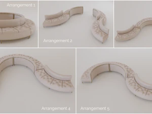luxury circular seating modules pack lowpoly pbr 3D Model