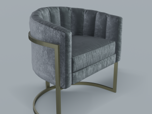 modern velvet barrel chair low poly pbr 3D 模型