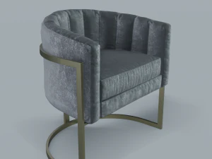 modern velvet barrel chair low poly pbr 3D Model