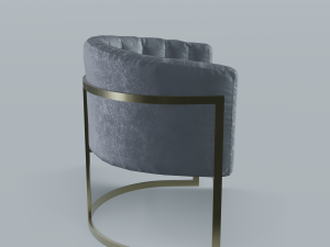 modern velvet barrel chair low poly pbr 3D 模型