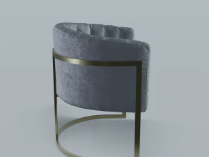 modern velvet barrel chair low poly pbr 3D Model