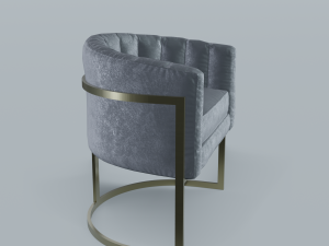 modern velvet barrel chair low poly pbr 3D 模型