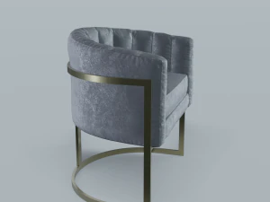 modern velvet barrel chair low poly pbr 3D Model