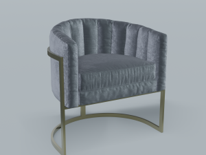 modern velvet barrel chair low poly pbr 3D 模型