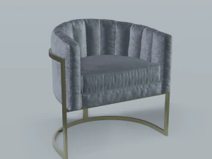 modern velvet barrel chair low poly pbr 3D Model