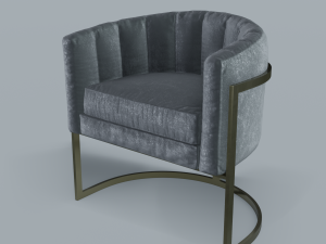 modern velvet barrel chair low poly pbr 3D 模型
