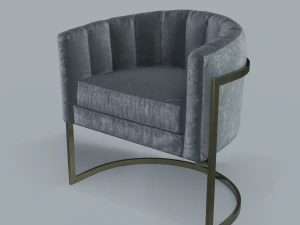 modern velvet barrel chair low poly pbr 3D Model