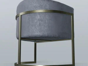 modern velvet barrel chair low poly pbr 3D Model