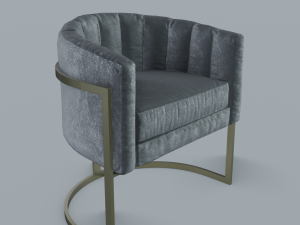 modern velvet barrel chair low poly pbr 3D 模型