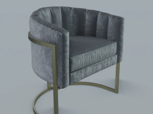 modern velvet barrel chair low poly pbr 3D Model