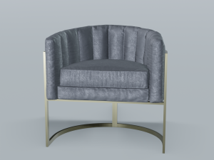 modern velvet barrel chair low poly pbr 3D 模型