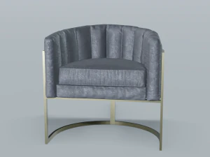 modern velvet barrel chair low poly pbr 3D Model