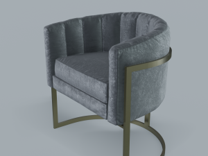 modern velvet barrel chair low poly pbr 3D 模型
