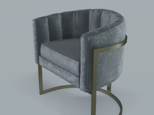 modern velvet barrel chair low poly pbr 3D Model