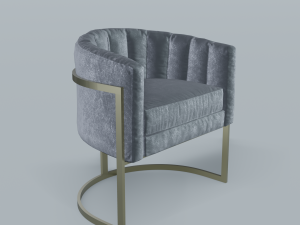 modern velvet barrel chair low poly pbr 3D 模型