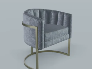 modern velvet barrel chair low poly pbr 3D Model