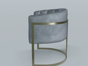 modern velvet barrel chair low poly pbr 3D Model