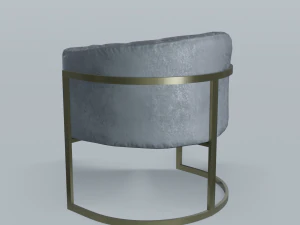modern velvet barrel chair low poly pbr 3D Model