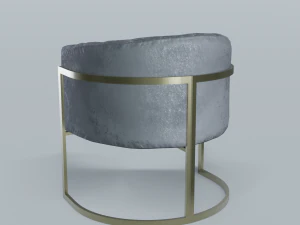 modern velvet barrel chair low poly pbr 3D Model