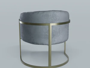modern velvet barrel chair low poly pbr 3D Model