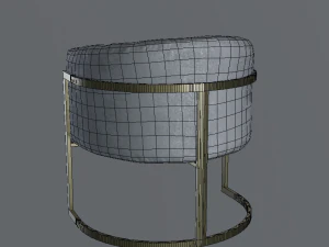 modern velvet barrel chair low poly pbr 3D Model
