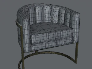 modern velvet barrel chair low poly pbr 3D Model