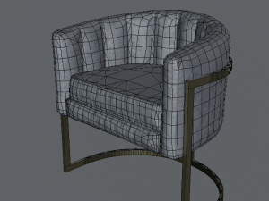modern velvet barrel chair low poly pbr 3D 模型