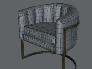 modern velvet barrel chair low poly pbr 3D Model